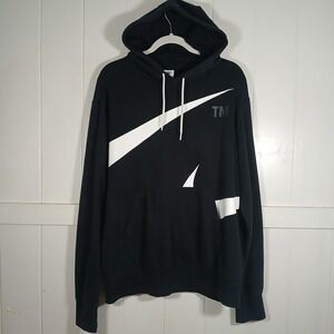 Nike Mens Swoosh Hoodie Black White Oversized Logo Sweatshirt DR8912-010 L
